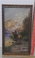 Framed Elk painting