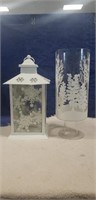 (2) Winter Decorative Candle Holders