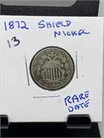 1872 SHIELD NICKEL