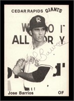 Jose Barrios Autographed 1976 Cedar Rapids Giants