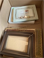 Tote and box of assorted size photo frames