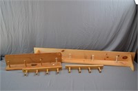 144: (4) wood wall coat racks