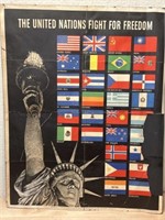 RARE ORIGINAL 1942 WWII Poster The United Nations