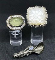 Sterling Silver Rings and Brooch (lot of 3)