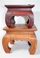 Two Wood Pedestals in Colored Wash