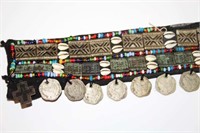 Fabric Belt with Bead, Shell and Metal