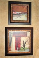 Two Framed Abstract Prints on Canvas