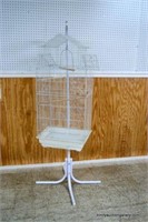 Large Victorian Style Metal Bird Cage w/ Stand