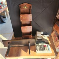 Letter Rack, Shelf & Adding Machine