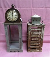CLOCK LANTERN AND WOODEN LANTERN FOR CANDLES