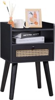 Urban Deco Nightstand,Wooden Bedside Table with...
