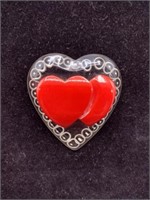 Vintage Bakelite Style Heart Brooch