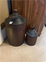 WOODEN JUGS, 10" TALL AND 18" TALL