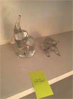Set - OLD glass elephant decorative collectibles