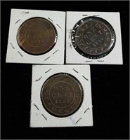 1876,82,90 CANADIAN LARGE 1 CENT COINS