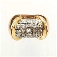 Art Moderne tested 18K gold & diamond ring: sz. 2,