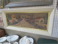 ANTIQUE WOOD FRAMED OIL ON BOARD PAINTING