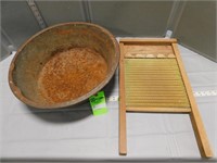 Rusty wash basin and a washboard