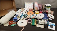 Lot of Ribbon, Skein of Yarn & Assorted Sewing