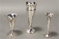 Three Silver Trumpet Vases,