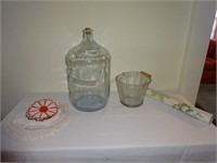 Vintage 5 gal. Glass Chrisa Jug/ Ice Bucket, etc.