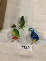 Art Glass Duck + Owl Figurines