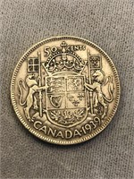 1939 CANADA SILVER ¢50 COIN
