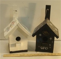 Two Bird Houses - White and Black