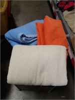 White, orange and blue blankets