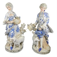 Pair of Porcelain Victorian Couple Figures