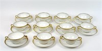 LIMOGES OLD ABBEY DEMITASSE AND BOUILLON SET