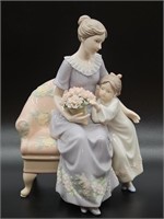 Lladro-Style Mother & Daughter Porcelain Figurine