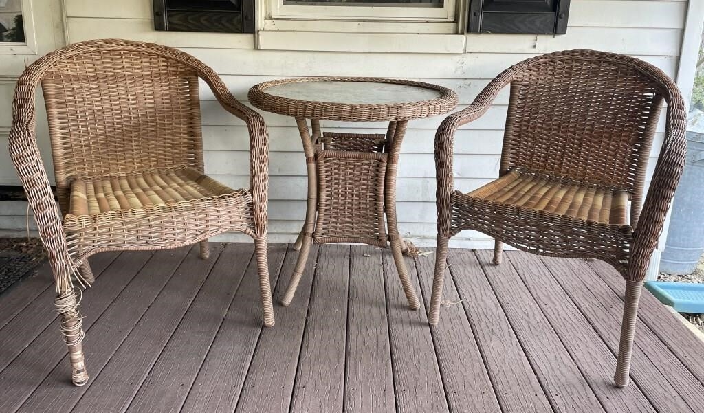 Wicker Style Cafe Table Set