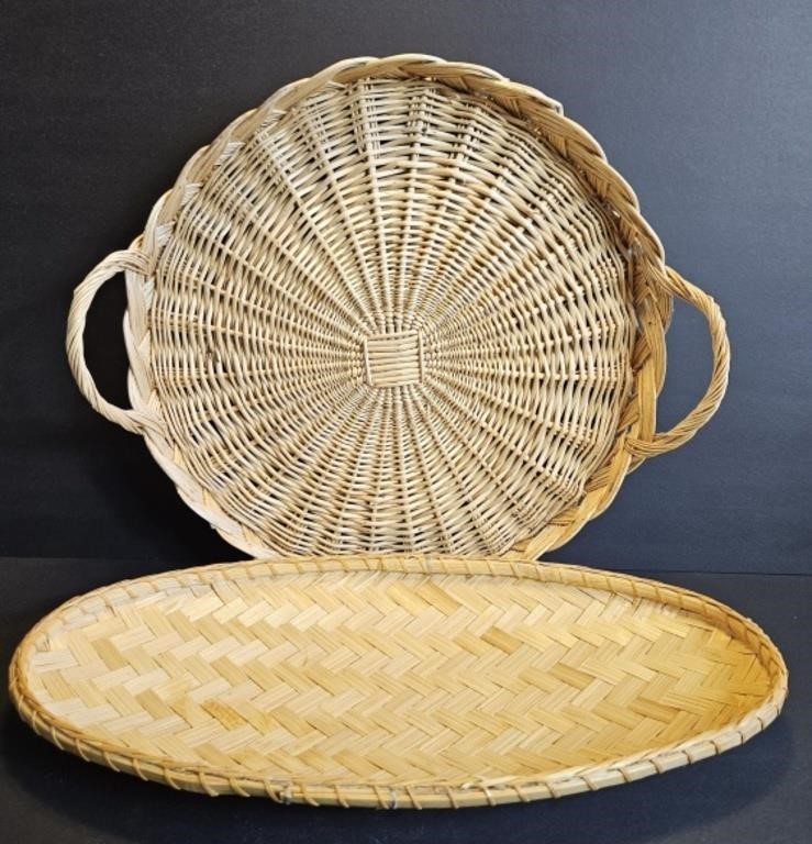 2 Wicker Serving Trays