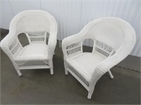 A Pair of Faux Wicker Armchairs