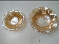Vintage Amber Carnival Glass Bowls
