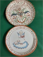 (2) Vintage Decorative Terra Cotta Wedding Plates