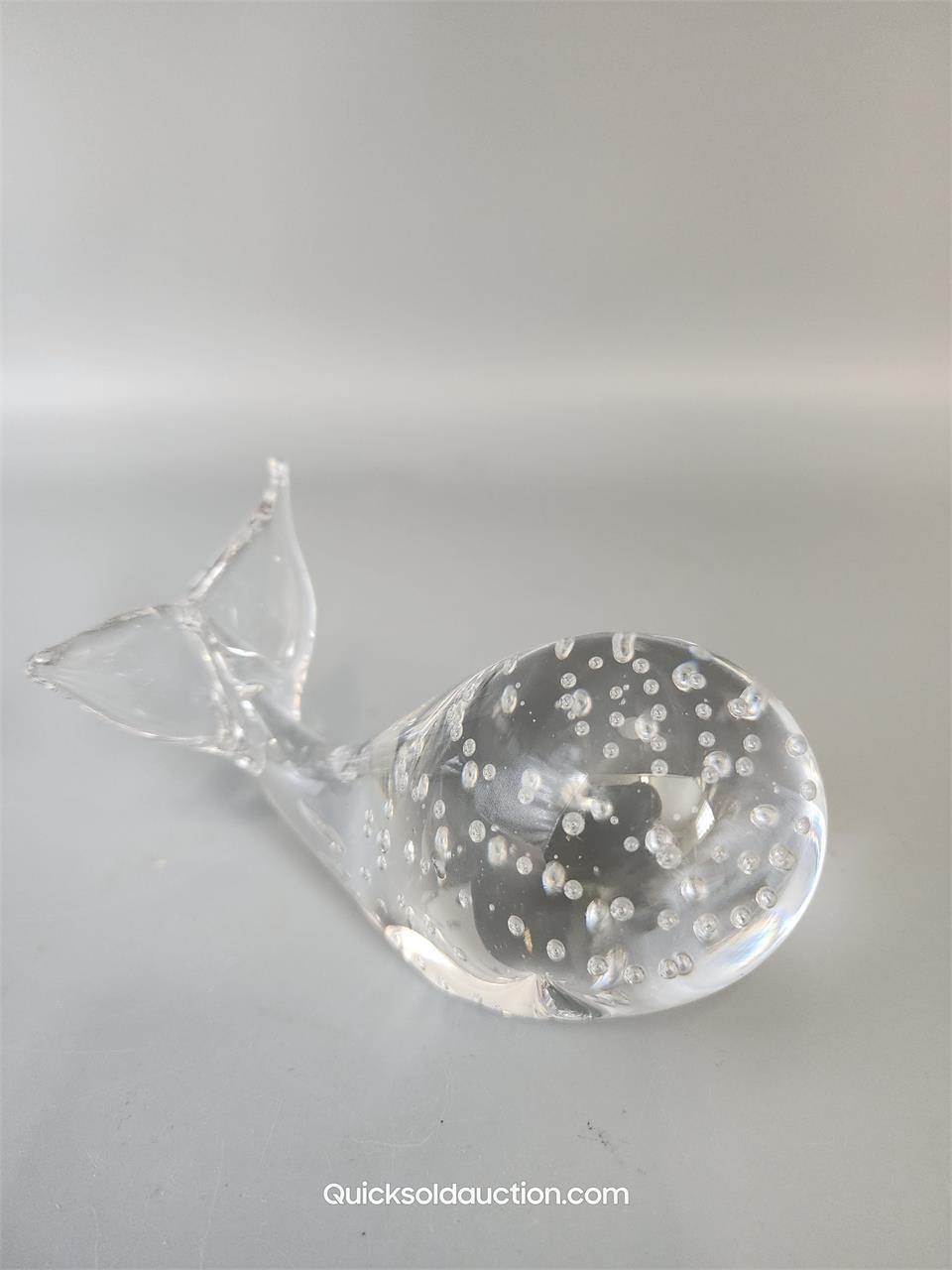 Clear Bubble Whale Paperweight