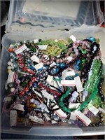 Plastic Tote Full of Jewelry Making Beads-Most