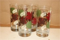 Vintage Libbey Glass Tumblers with Fall Leaves