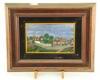 Lot #71 - Framed reverse paint on glass by