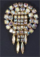 Vintage Aurora Borealis Marquise Waterfall Brooch