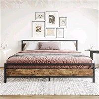 HOJINLINERO King Bed Frame with Headboard,Platform