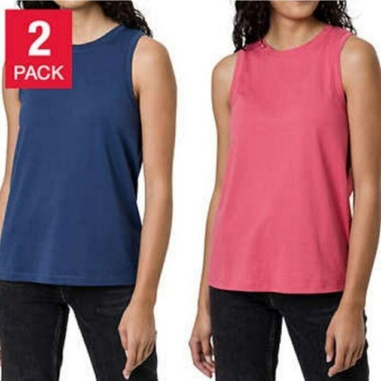 2-Pk Kersh Women's XL Activewear Tank Top, Pink