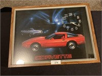 Framed Corvette battery clock  print 25” x 19”