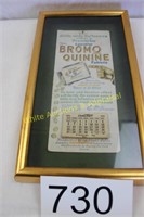 Vintage Framed Bromo Quinine Tablet Advertising