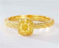 0.5ct Natural Yellow Diamond Ring 18K Gold
