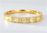 Natural Yellow Diamond Ring 18K Gold