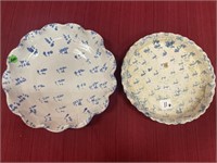 2 Bybee pottery Pie Plates, 10 inch and 11 inch,