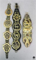 Horse Brasses on Leather / 3 pc